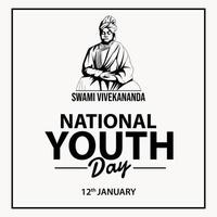 National Youth day, swami vivekananda Jayanti. 12 January vector