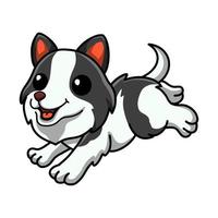 Cute border collie dog cartoon running vector