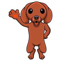 Cute dachshund dog cartoon waving hand vector