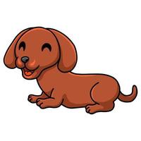 linda caricatura de perro dachshund acostado vector