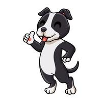 Cute american staffordshire terrier dog cartoon giving thumb up vector