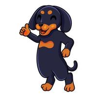 Cute dashund dog cartoon giving thumb up vector