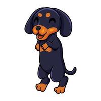 linda caricatura de perro dashund posando vector