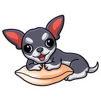 linda caricatura de perro chihuahua en la almohada vector