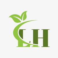 logotipo de letra lh con vector de icono de hojas swoosh.