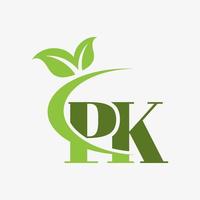 pk letter logo with swoosh leaves icon vector. vector