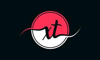 initial xt letter logo with inside circle in white and pink color. pro vector. vector