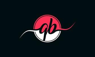 initial QB letter logo with inside circle in white and pink color. Pro vector. vector