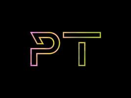 logotipo de letra pt con vector de textura de arco iris colorido. vector profesional.