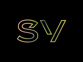 SV Letter Logo With Colorful Rainbow Texture Vector. Pro vector. vector