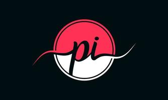 initial PI letter logo with inside circle in white and pink color. Pro vector. vector