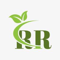 RR letter logo with swoosh leaves icon vector. pro vector. vector