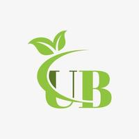 UB letter logo with swoosh leaves icon vector. pro vector. vector