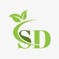 SD letter logo with swoosh leaves icon vector. pro vector. vector