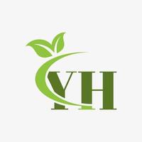 logotipo de letra yh con vector de icono de hojas swoosh. vector profesional.