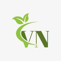 logotipo de letra vn con vector de icono de hojas swoosh. vector profesional.