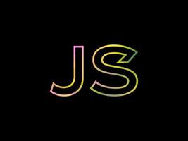 JS Letter Logo With Colorful Rainbow Texture Vector. Pro vector