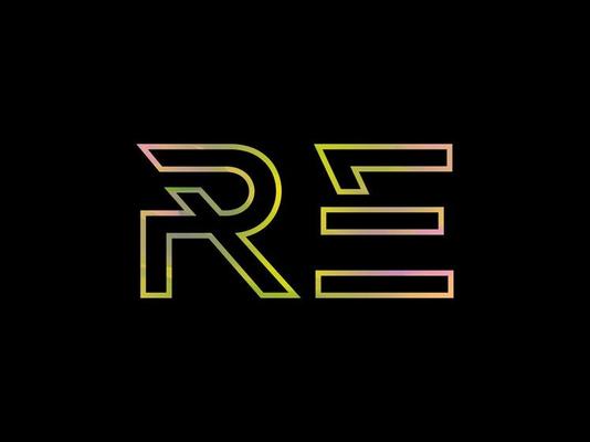 RE Letter Logo With Colorful Rainbow Texture Vector. Pro vector.
