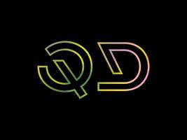 logotipo de letra qd con vector de textura de arco iris colorido. vector profesional.