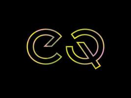 logotipo de letra cq con vector de textura de arco iris colorido. vector profesional.