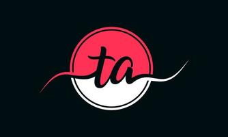 initial TA letter logo with inside circle in white and pink color. Pro vector. vector