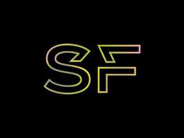 logotipo de letra sf con vector de textura de arco iris colorido. vector profesional.