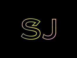 logotipo de letra sj con vector de textura de arco iris colorido. vector profesional.