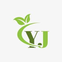 YJ letter logo with swoosh leaves icon vector. pro vector. vector