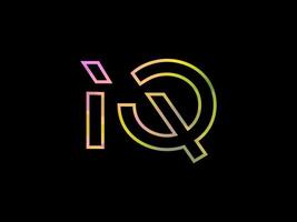 logotipo de letra iq con vector de textura de arco iris colorido. vector profesional