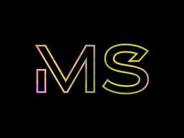 MS Letter Logo With Colorful Rainbow Texture Vector. Pro vector. vector