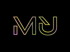 MU Letter Logo With Colorful Rainbow Texture Vector. Pro vector. vector