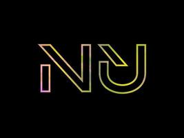logotipo de letra nu con vector de textura de arco iris colorido. vector profesional.