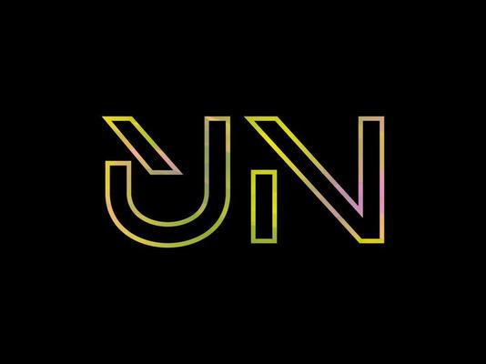 UN Letter Logo With Colorful Rainbow Texture Vector. Pro vector.