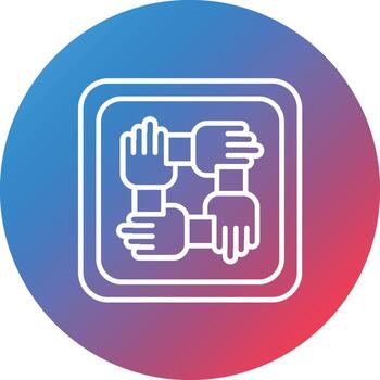 icono de fondo de círculo degradado de línea de cooperación vector