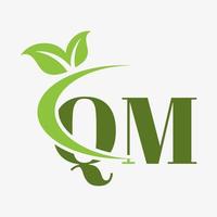 qm letter logo with swoosh leaves icon vector. vector