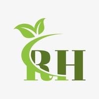 rh letter logo with swoosh leaves icon vector. vector