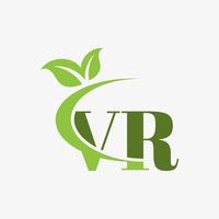 VR letter logo with swoosh leaves icon vector. pro vector. vector