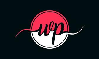 initial WP letter logo with inside circle in white and pink color. pro vector. vector