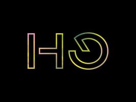 HO Letter Logo With Colorful Rainbow Texture Vector. Pro vector
