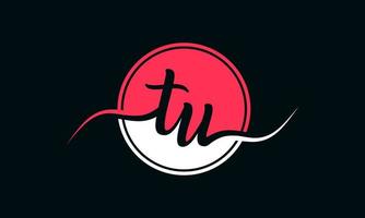 initial TU letter logo with inside circle in white and pink color. Pro vector. vector