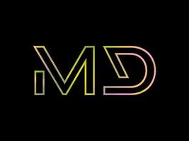 logotipo de letra md con vector de textura de arco iris colorido. vector profesional.