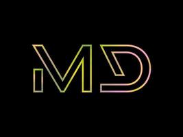 MD Letter Logo With Colorful Rainbow Texture Vector. Pro vector. vector