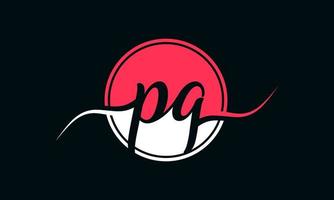 initial PQ letter logo with inside circle in white and pink color. Pro vector. vector