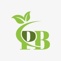 pb letter logo with swoosh leaves icon vector. vector