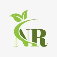 nr letter logo with swoosh leaves icon vector. pro vector