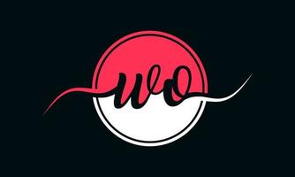 logotipo inicial de la letra wo con círculo interior en color blanco y rosa. vector profesional.