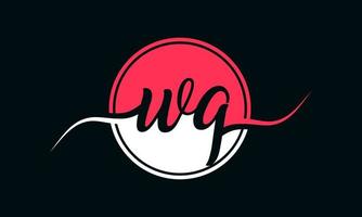 logotipo inicial de la letra wq con círculo interior en color blanco y rosa. vector profesional.