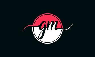 initial gm letter logo with inside circle in white and pink color. pro vector. vector