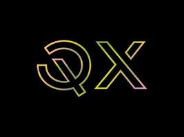 logotipo de letra qx con vector de textura de arco iris colorido. vector profesional.