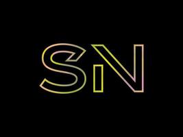 SN Letter Logo With Colorful Rainbow Texture Vector. Pro vector. vector